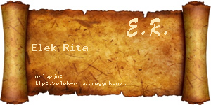 Elek Rita névjegykártya